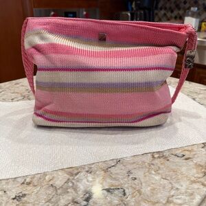 Lina Tight Crochet Pink Striped Women's Shoulder Bag